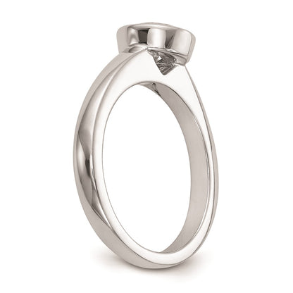 14k White Gold 1 carat (6.50 mm) Bezel Round Solitaire Engagement Ring Mounting