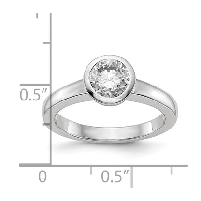 14k White Gold 1 carat (6.50 mm) Bezel Round Solitaire Engagement Ring Mounting