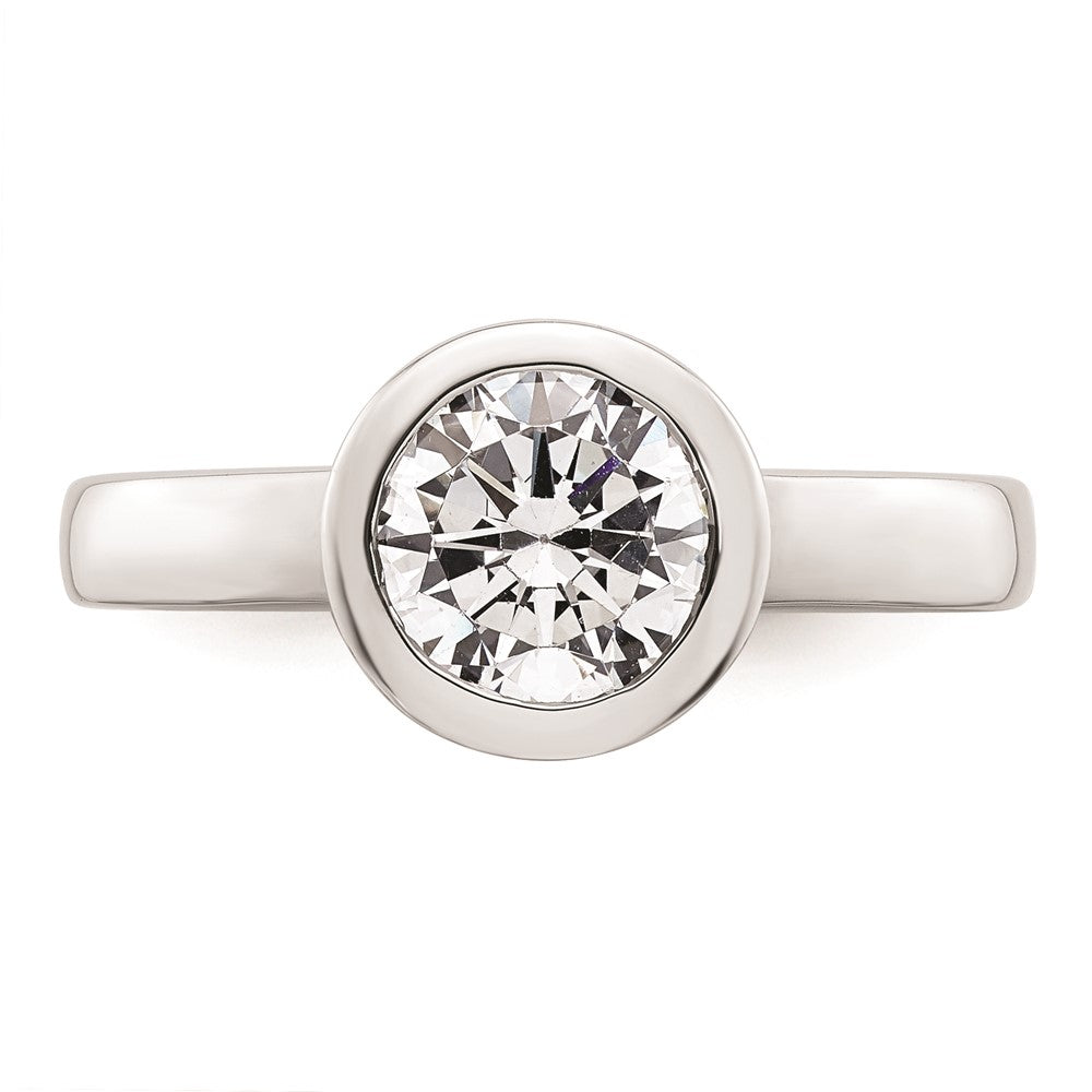 14k White Gold 1.5 carat (7.50 mm) Bezel Round Solitaire Engagement Ring Mounting