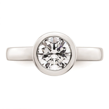 14k White Gold 1.5 carat (7.50 mm) Bezel Round Solitaire Engagement Ring Mounting