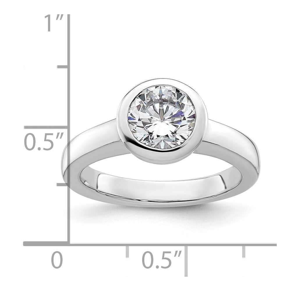 14k White Gold 1.5 carat (7.50 mm) Bezel Round Solitaire Engagement Ring Mounting