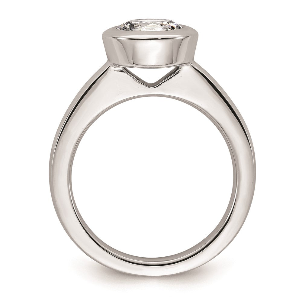 14k White Gold 2 carat (8.20 mm) Bezel Round Solitaire Engagement Ring Mounting