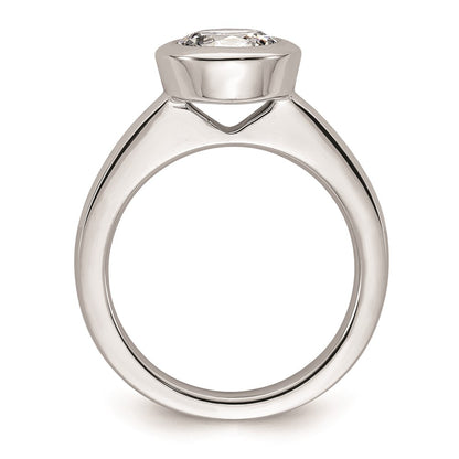 14k White Gold 2 carat (8.20 mm) Bezel Round Solitaire Engagement Ring Mounting