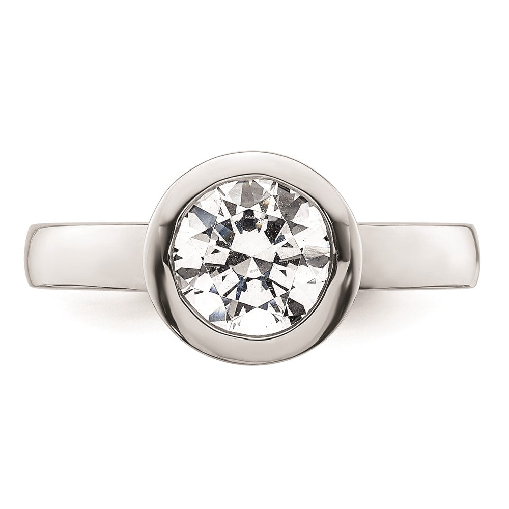14k White Gold 2 carat (8.20 mm) Bezel Round Solitaire Engagement Ring Mounting
