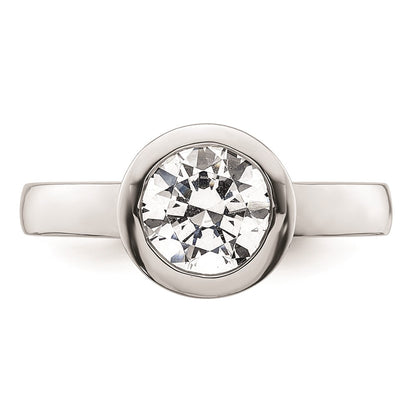 14k White Gold 2 carat (8.20 mm) Bezel Round Solitaire Engagement Ring Mounting