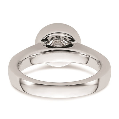 14k White Gold 2 carat (8.20 mm) Bezel Round Solitaire Engagement Ring Mounting