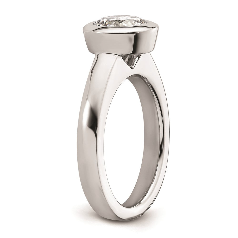 14k White Gold 2 carat (8.20 mm) Bezel Round Solitaire Engagement Ring Mounting