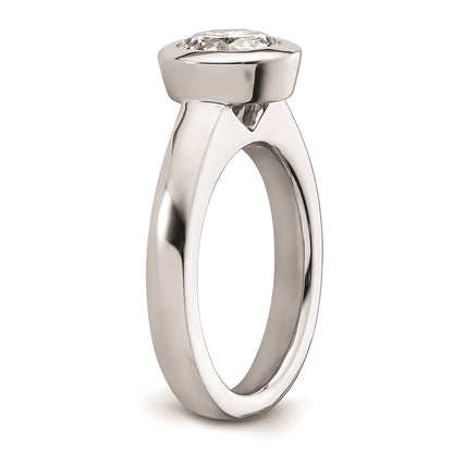 14k White Gold 2 carat (8.20 mm) Bezel Round Solitaire Engagement Ring Mounting