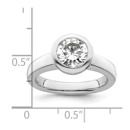 14k White Gold 2 carat (8.20 mm) Bezel Round Solitaire Engagement Ring Mounting