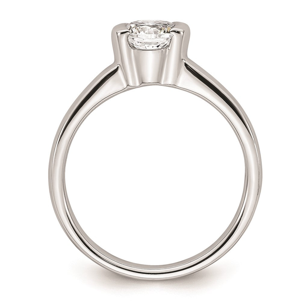 14k White Gold 3/4 carat (5.80 mm) Half-Bezel Round Solitaire Engagement Ring Mounting