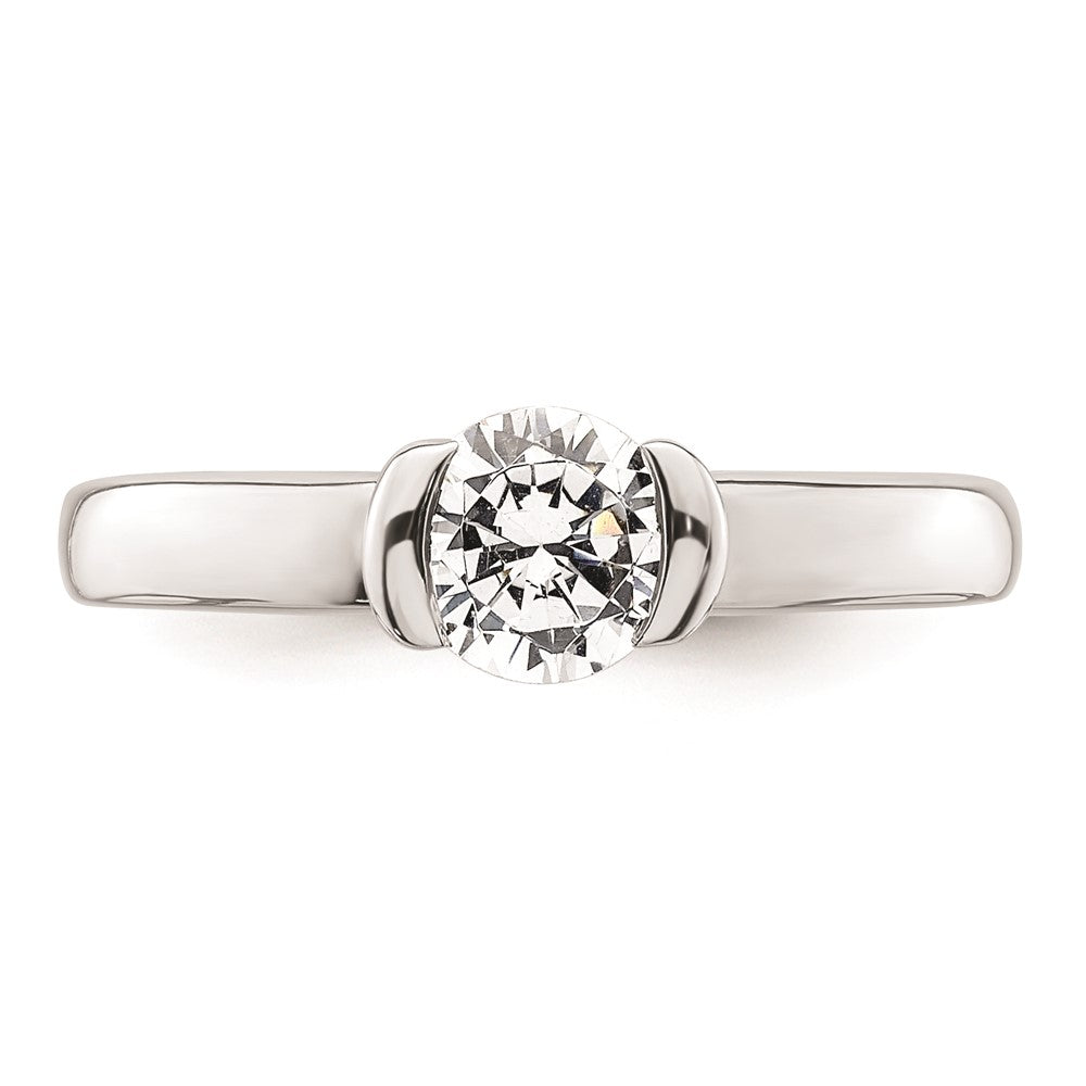 14k White Gold 3/4 carat (5.80 mm) Half-Bezel Round Solitaire Engagement Ring Mounting