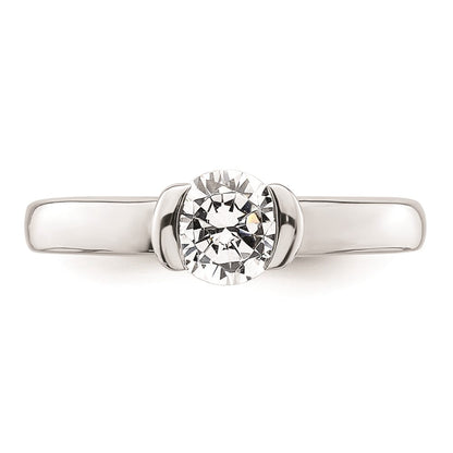 14k White Gold 3/4 carat (5.80 mm) Half-Bezel Round Solitaire Engagement Ring Mounting