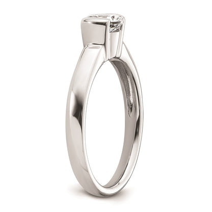 14k White Gold 3/4 carat (5.80 mm) Half-Bezel Round Solitaire Engagement Ring Mounting