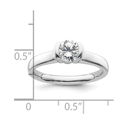 14k White Gold 3/4 carat (5.80 mm) Half-Bezel Round Solitaire Engagement Ring Mounting
