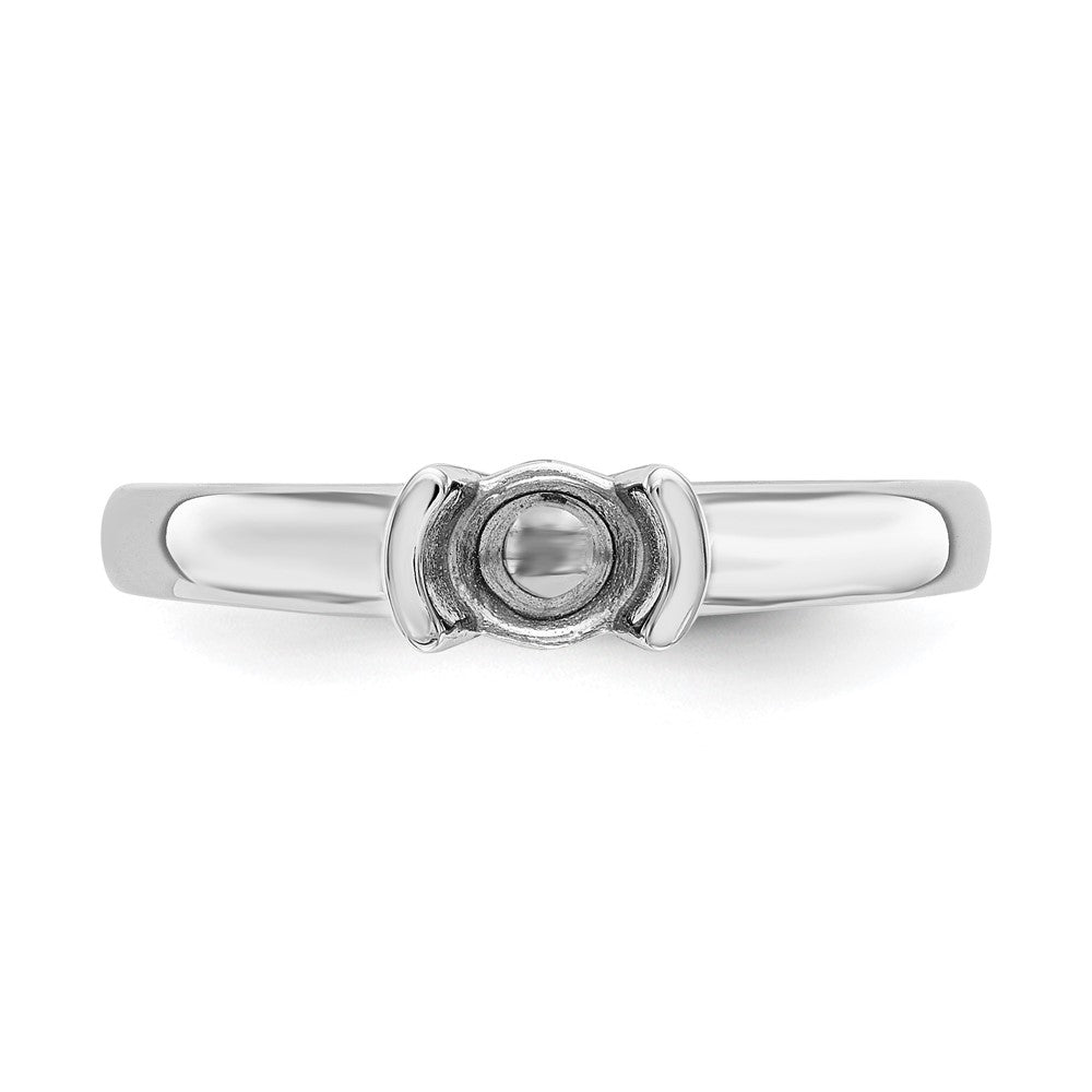 14k White Gold 1 carat (6.50 mm) Half-Bezel Round Solitaire Engagement Ring Mounting