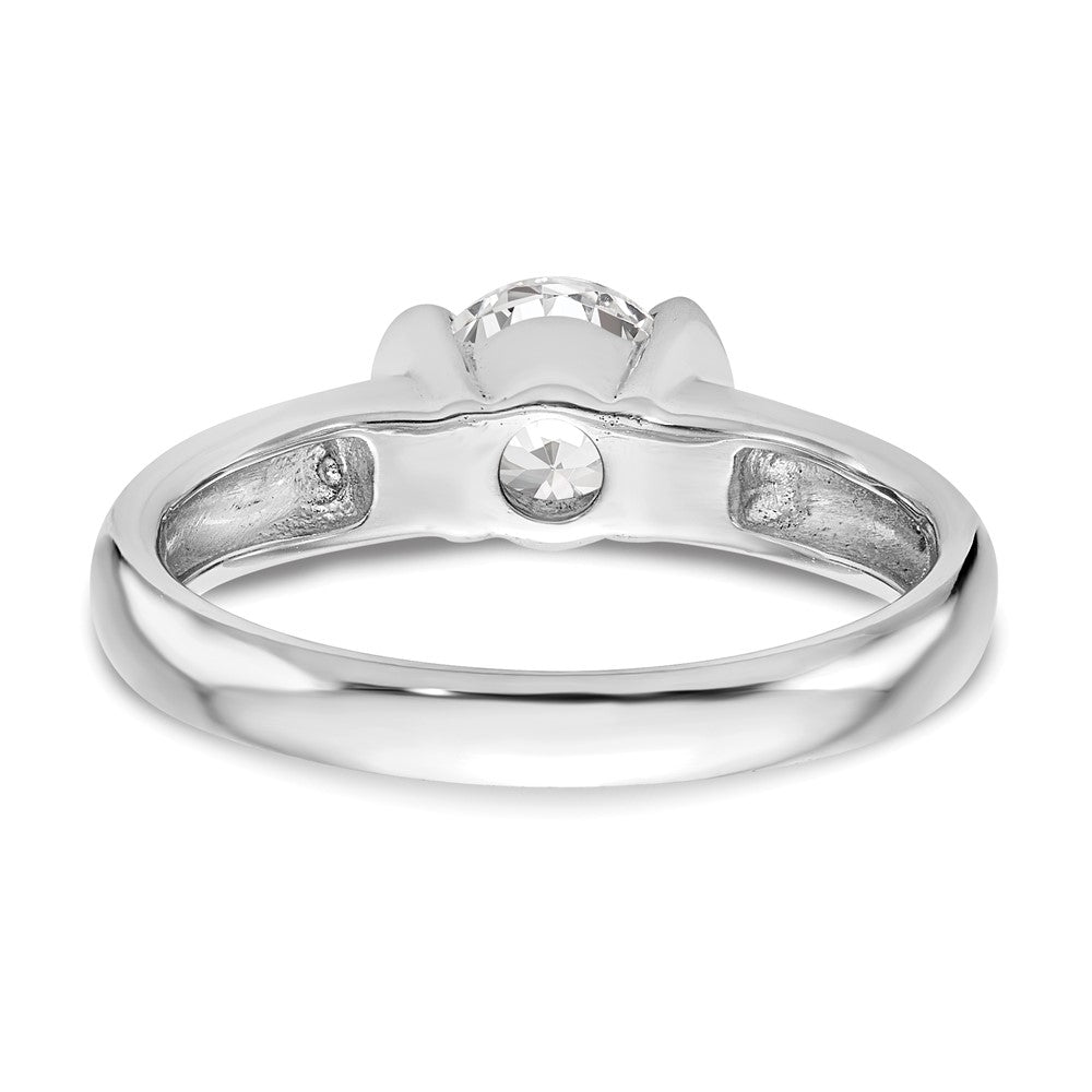 14k White Gold 1 carat (6.50 mm) Half-Bezel Round Solitaire Engagement Ring Mounting