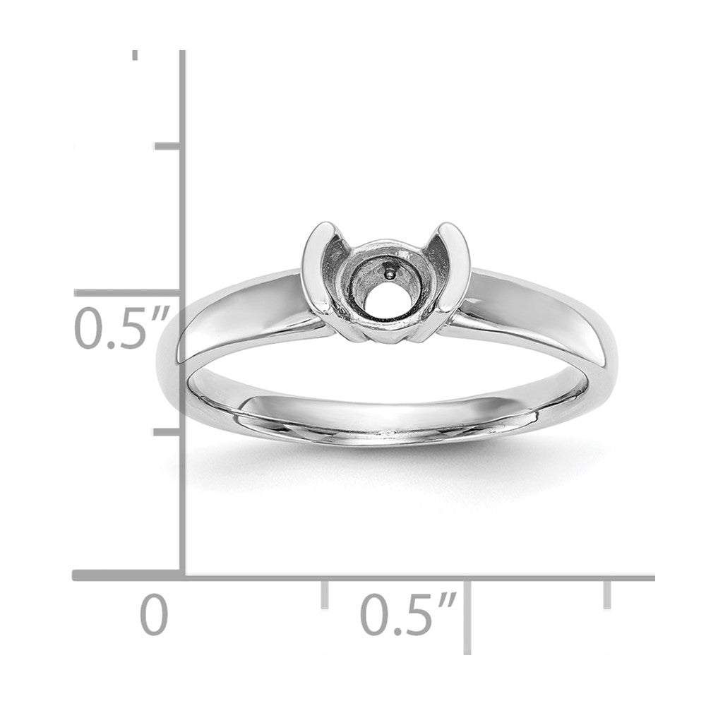 14k White Gold 1 carat (6.50 mm) Half-Bezel Round Solitaire Engagement Ring Mounting