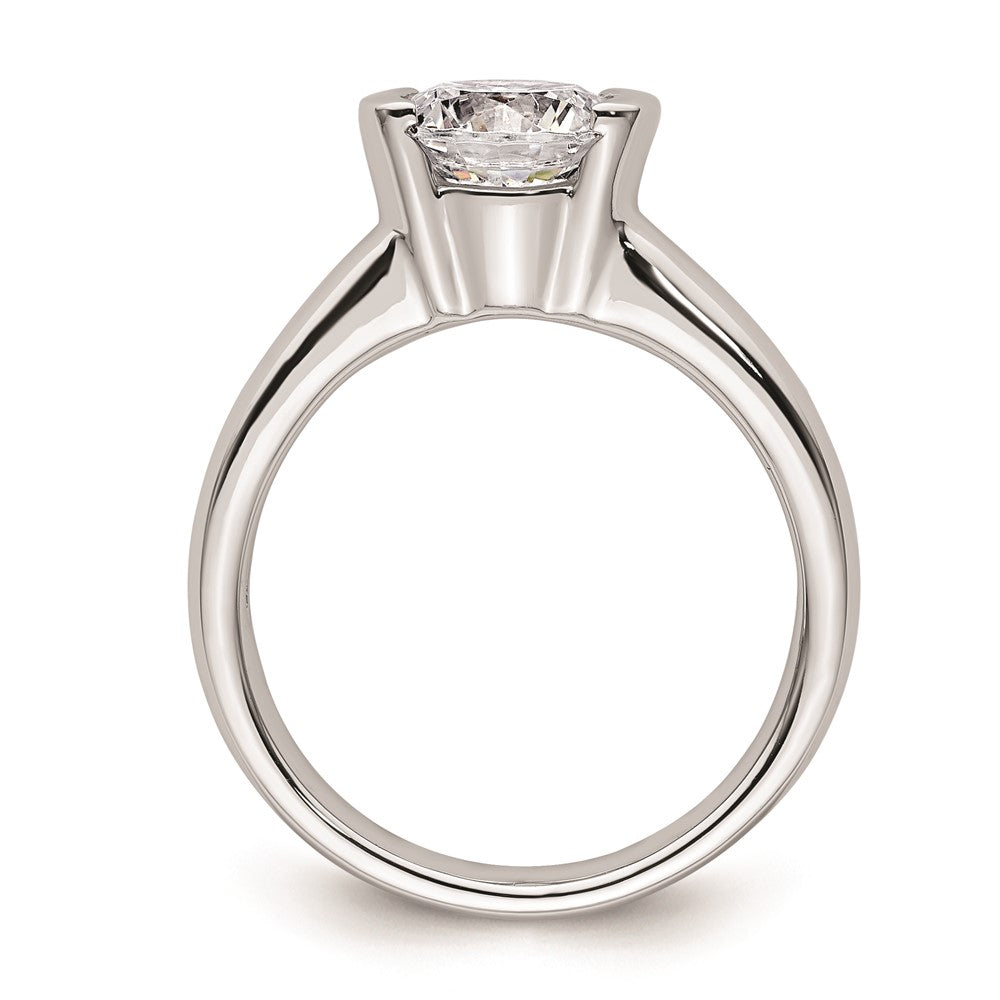 14k White Gold 1.5 carat (7.50 mm) Half-Bezel Round Solitaire Engagement Ring Mounting
