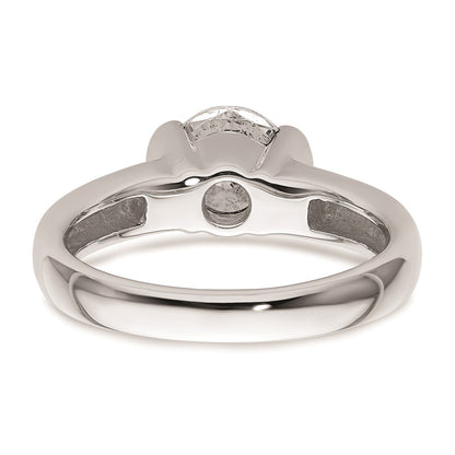 14k White Gold 1.5 carat (7.50 mm) Half-Bezel Round Solitaire Engagement Ring Mounting