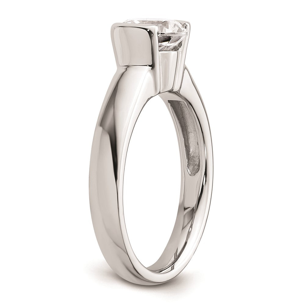 14k White Gold 1.5 carat (7.50 mm) Half-Bezel Round Solitaire Engagement Ring Mounting