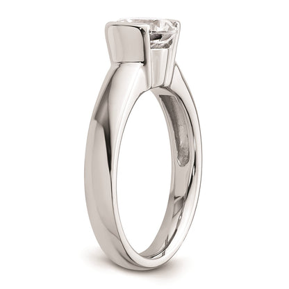 14k White Gold 1.5 carat (7.50 mm) Half-Bezel Round Solitaire Engagement Ring Mounting