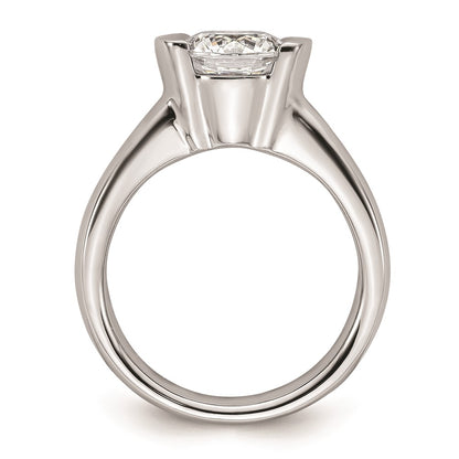 14k White Gold 2 carat (8.20 mm) Half-Bezel Round Solitaire Engagement Ring Mounting