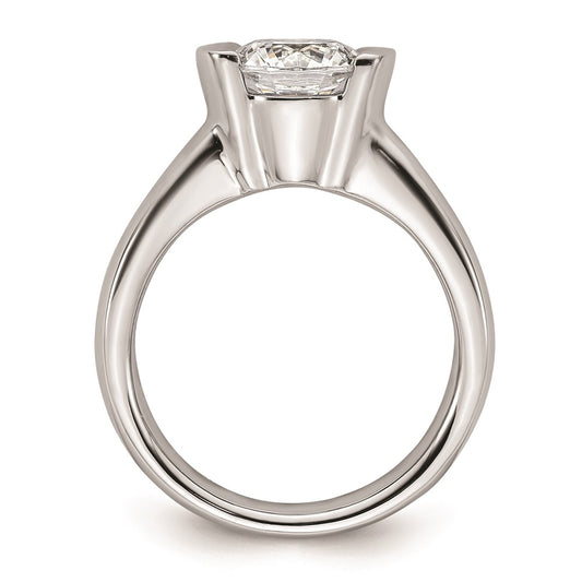 14k White Gold 2 carat (8.20 mm) Half-Bezel Round Solitaire Engagement Ring Mounting