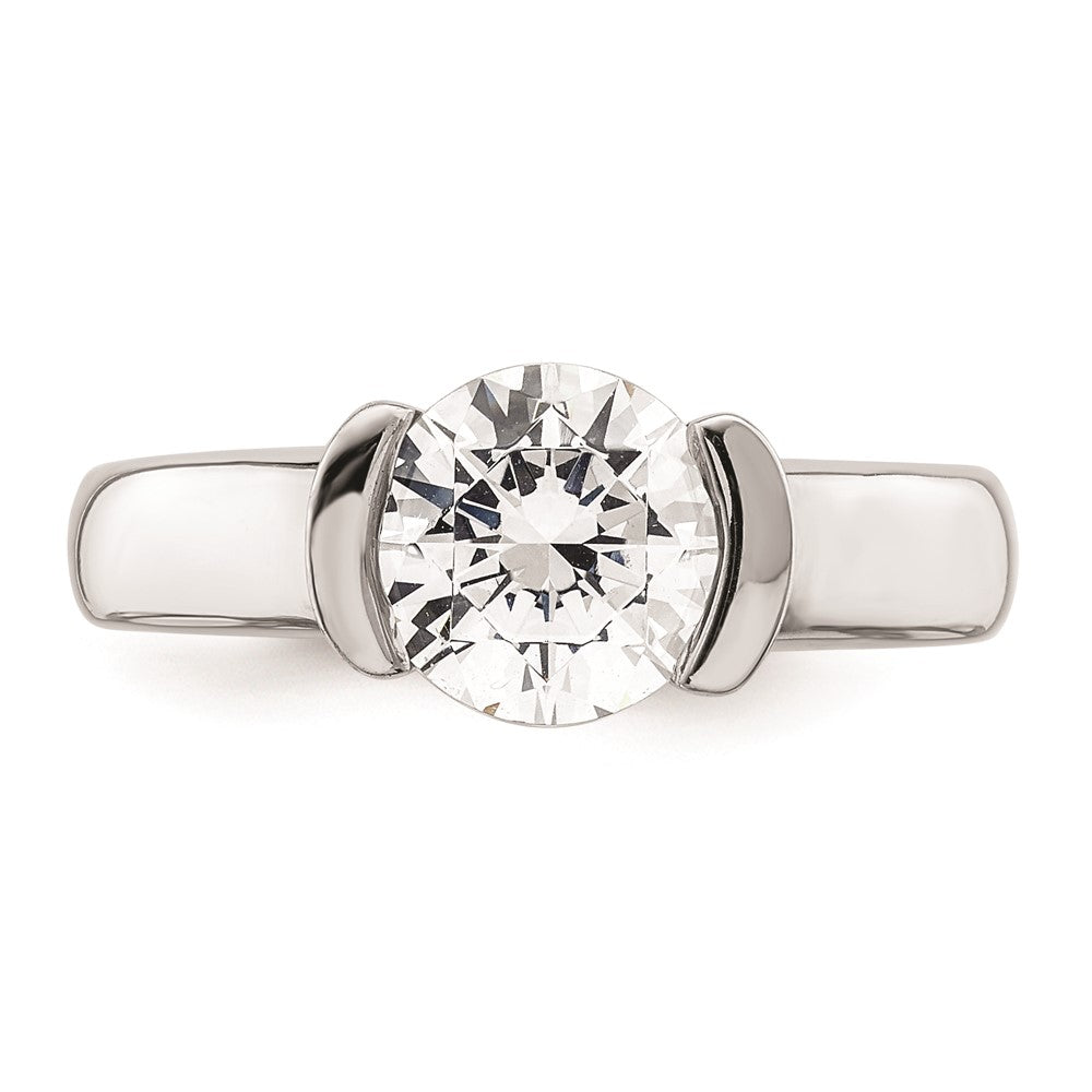 14k White Gold 2 carat (8.20 mm) Half-Bezel Round Solitaire Engagement Ring Mounting