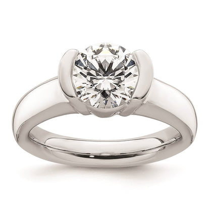 14k White Gold 2 carat (8.20 mm) Half-Bezel Round Solitaire Engagement Ring Mounting