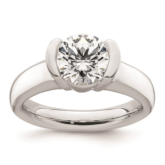 14k White Gold 2 carat (8.20 mm) Half-Bezel Round Solitaire Engagement Ring Mounting