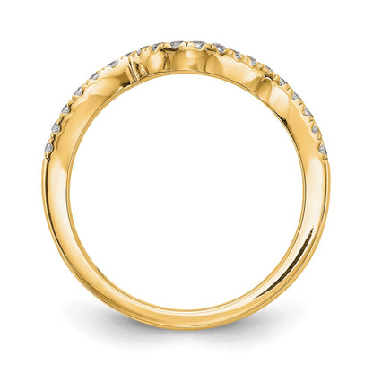 14k Yellow Gold 1/5 carat Diamond Contoured Complete Wedding Band