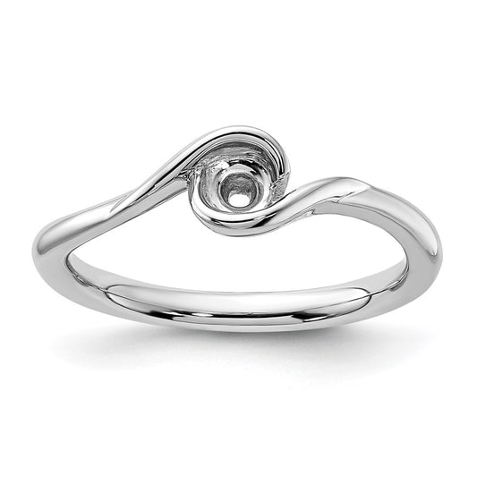14k White Gold 1/4 carat (4.10 mm) Half-Bezel Bypass Round Solitaire Engagement Ring Mounting
