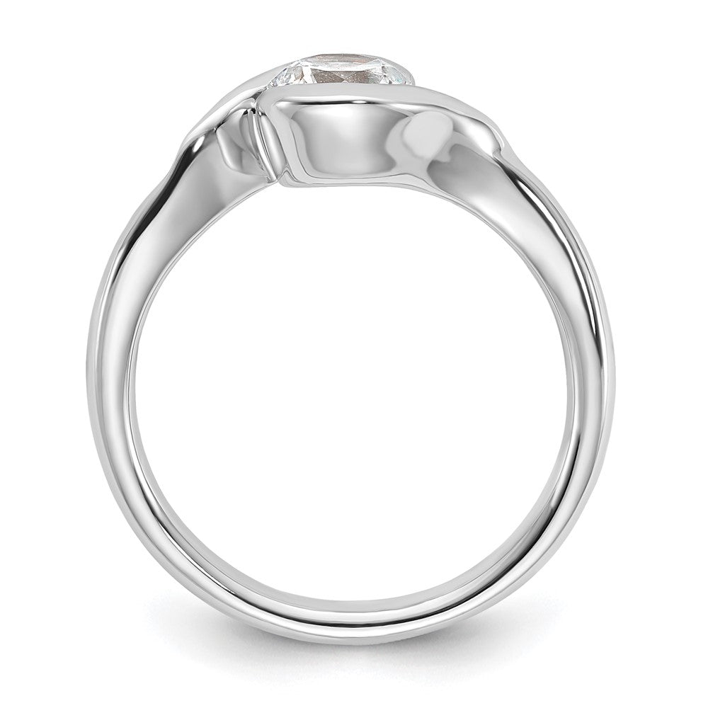 14k White Gold 3/4 carat (5.80 mm) Half-Bezel Bypass Round Solitaire Engagement Ring Mounting