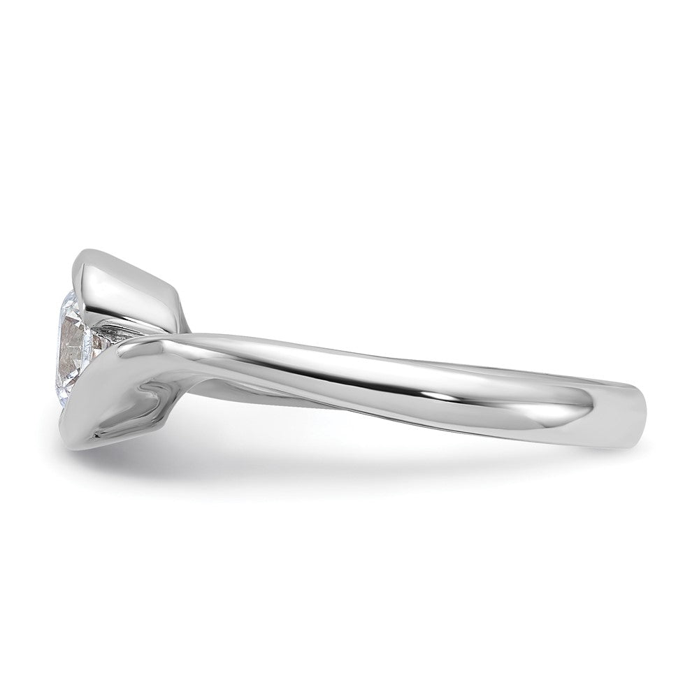 14k White Gold 3/4 carat (5.80 mm) Half-Bezel Bypass Round Solitaire Engagement Ring Mounting