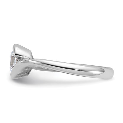 14k White Gold 3/4 carat (5.80 mm) Half-Bezel Bypass Round Solitaire Engagement Ring Mounting
