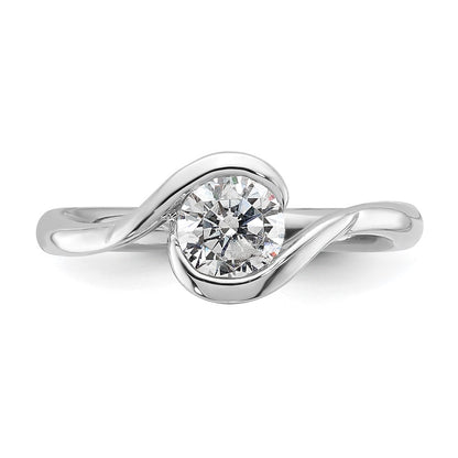 14k White Gold 3/4 carat (5.80 mm) Half-Bezel Bypass Round Solitaire Engagement Ring Mounting