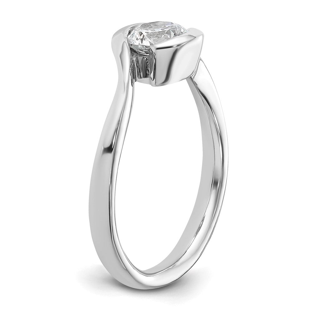 14k White Gold 3/4 carat (5.80 mm) Half-Bezel Bypass Round Solitaire Engagement Ring Mounting