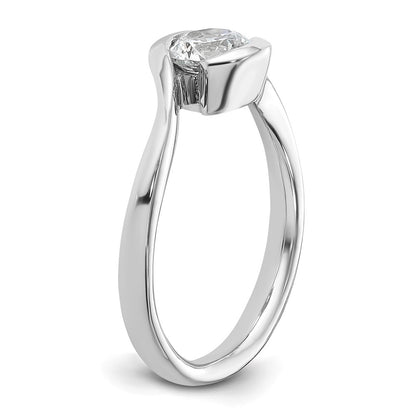 14k White Gold 3/4 carat (5.80 mm) Half-Bezel Bypass Round Solitaire Engagement Ring Mounting