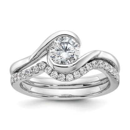 14k White Gold 3/4 carat (5.80 mm) Half-Bezel Bypass Round Solitaire Engagement Ring Mounting
