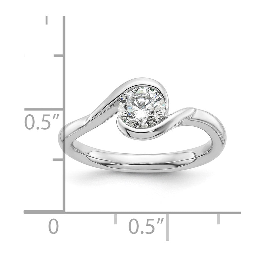 14k White Gold 3/4 carat (5.80 mm) Half-Bezel Bypass Round Solitaire Engagement Ring Mounting
