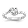 14k White Gold 3/4 carat (5.80 mm) Half-Bezel Bypass Round Solitaire Engagement Ring Mounting