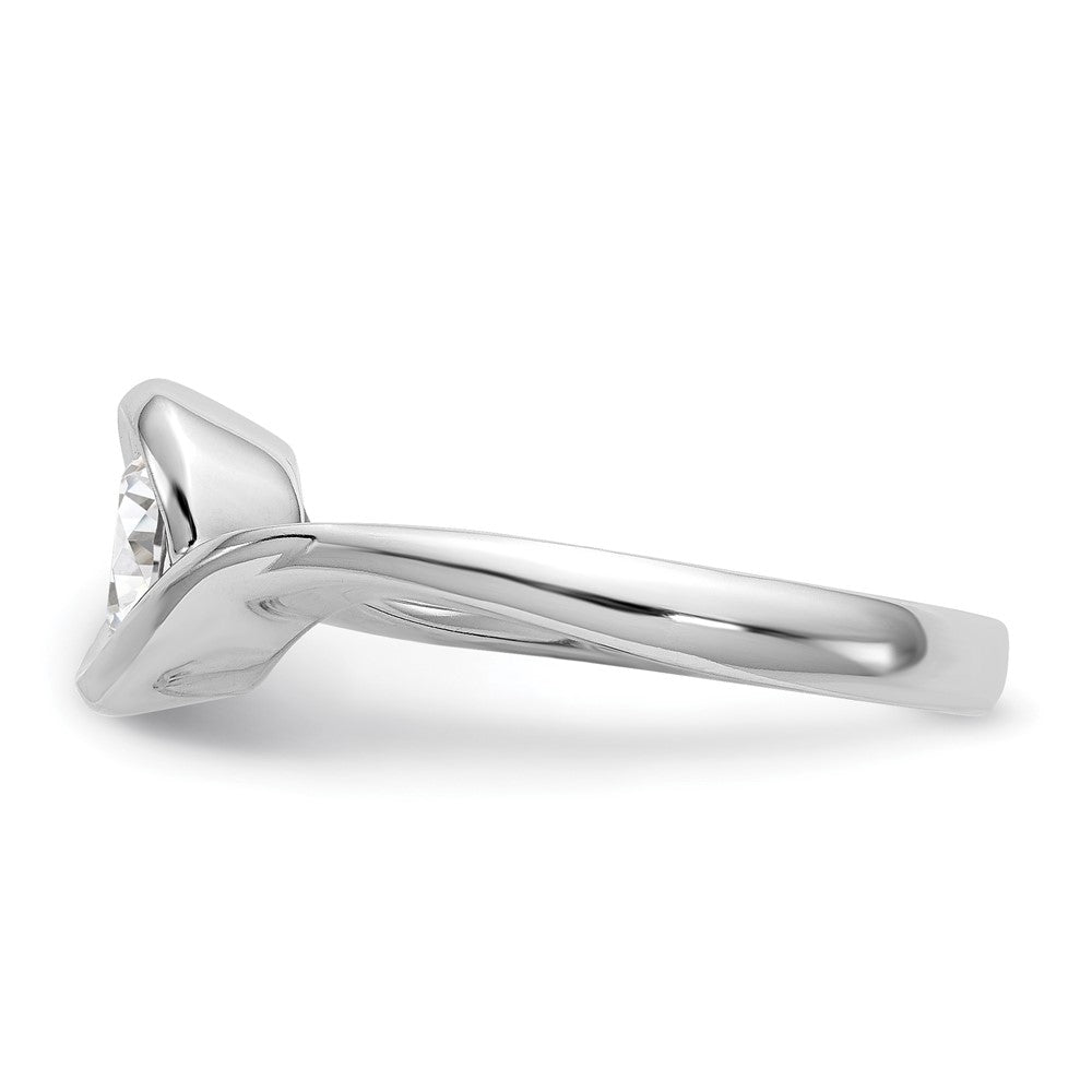 14k White Gold 1/2 carat (5.20 mm) Half-Bezel Bypass Round Solitaire Engagement Ring Mounting