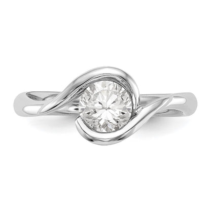 14k White Gold 1/2 carat (5.20 mm) Half-Bezel Bypass Round Solitaire Engagement Ring Mounting