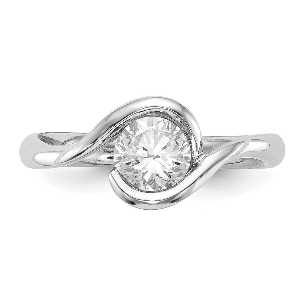 14k White Gold 1/4 carat (4.10 mm) Half-Bezel Bypass Round Solitaire Engagement Ring Mounting