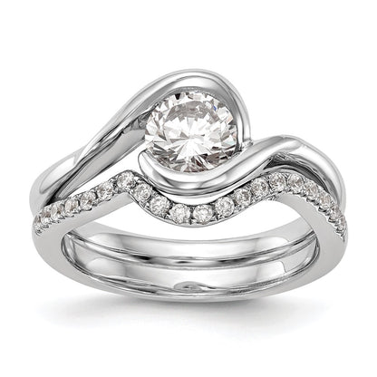 14k White Gold 1/4 carat (4.10 mm) Half-Bezel Bypass Round Solitaire Engagement Ring Mounting