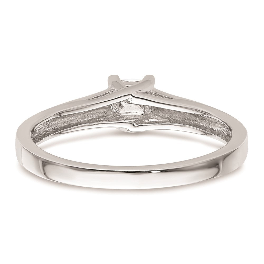 14k White Gold 1/4 carat (3.50mm) V-End Square Princess Solitaire Engagement Ring Mounting