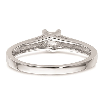 14k White Gold 1/4 carat (3.50mm) V-End Square Princess Solitaire Engagement Ring Mounting
