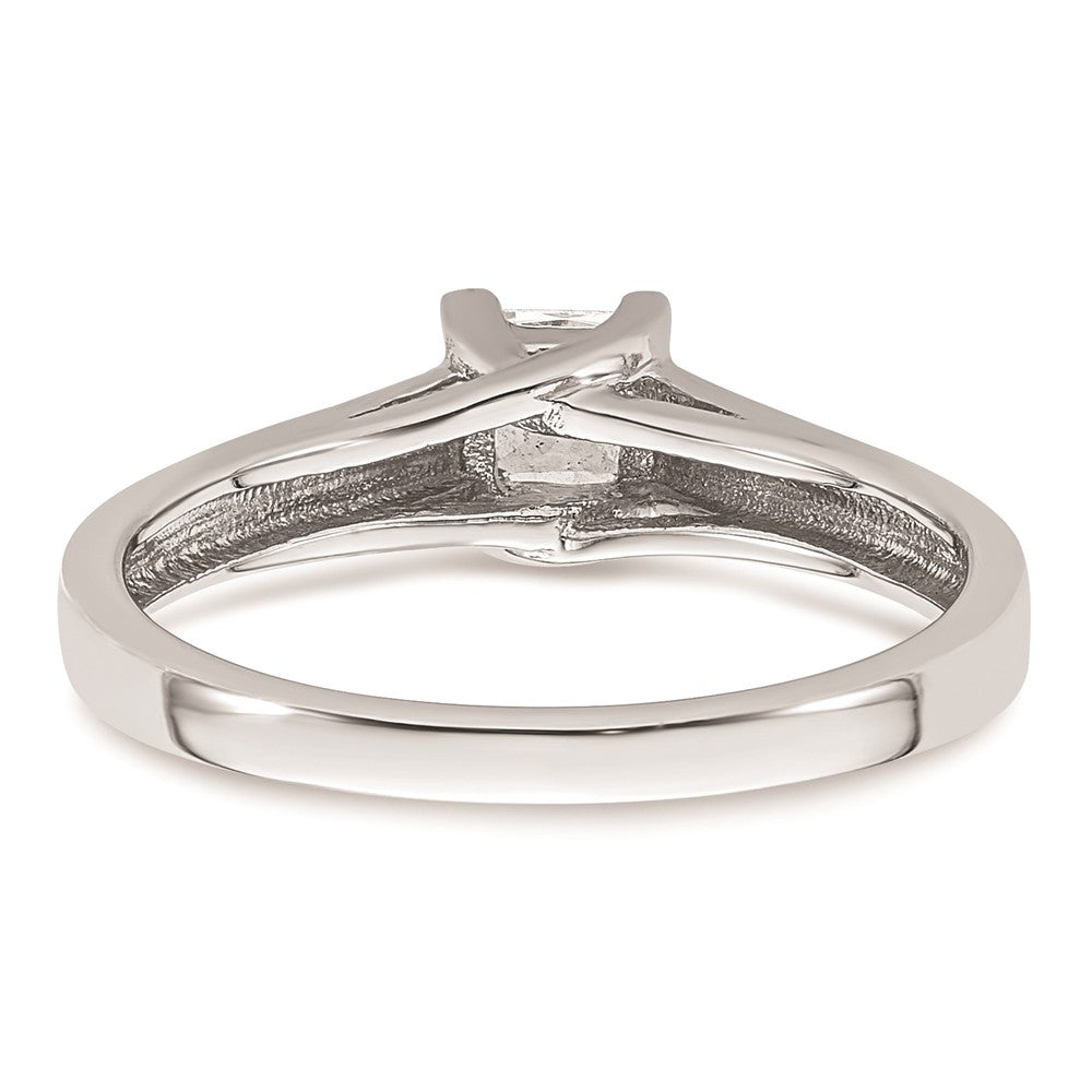 14k White Gold 1/3 carat (4.00mm) V-End Square Princess Solitaire Engagement Ring Mounting