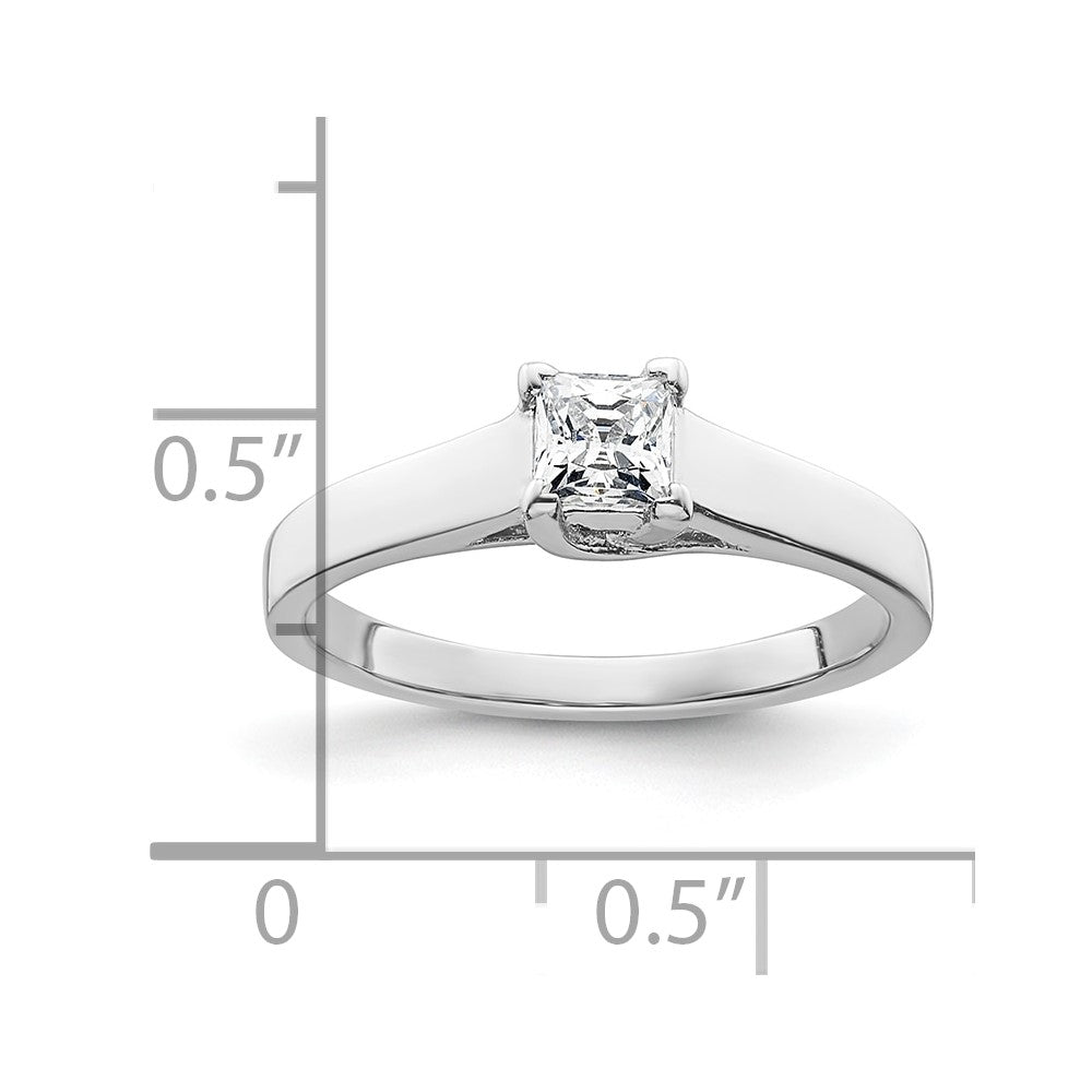 14k White Gold 1/3 carat (4.00mm) V-End Square Princess Solitaire Engagement Ring Mounting