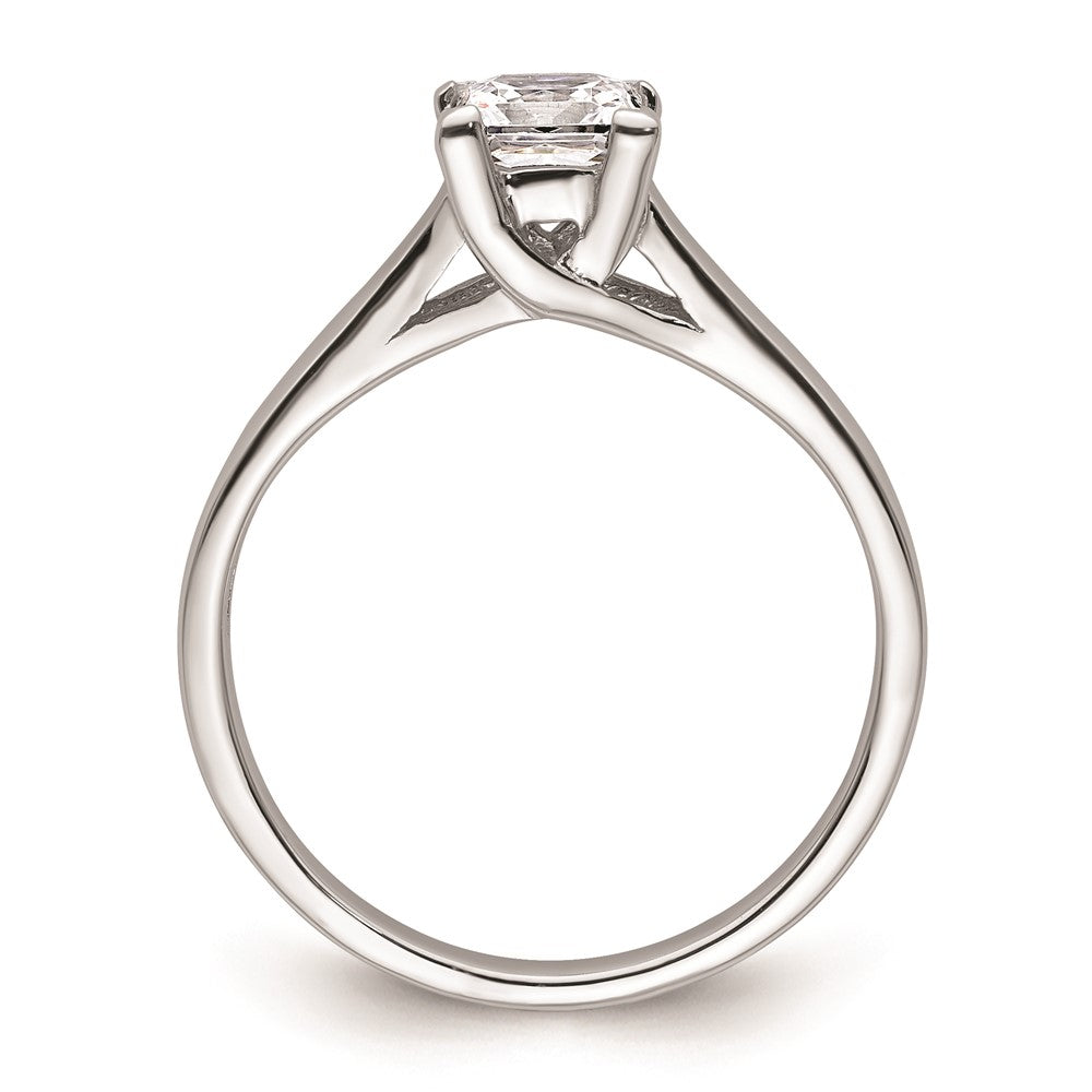 14k White Gold 1/2 carat (4.50mm) V-End Square Princess Solitaire Engagement Ring Mounting